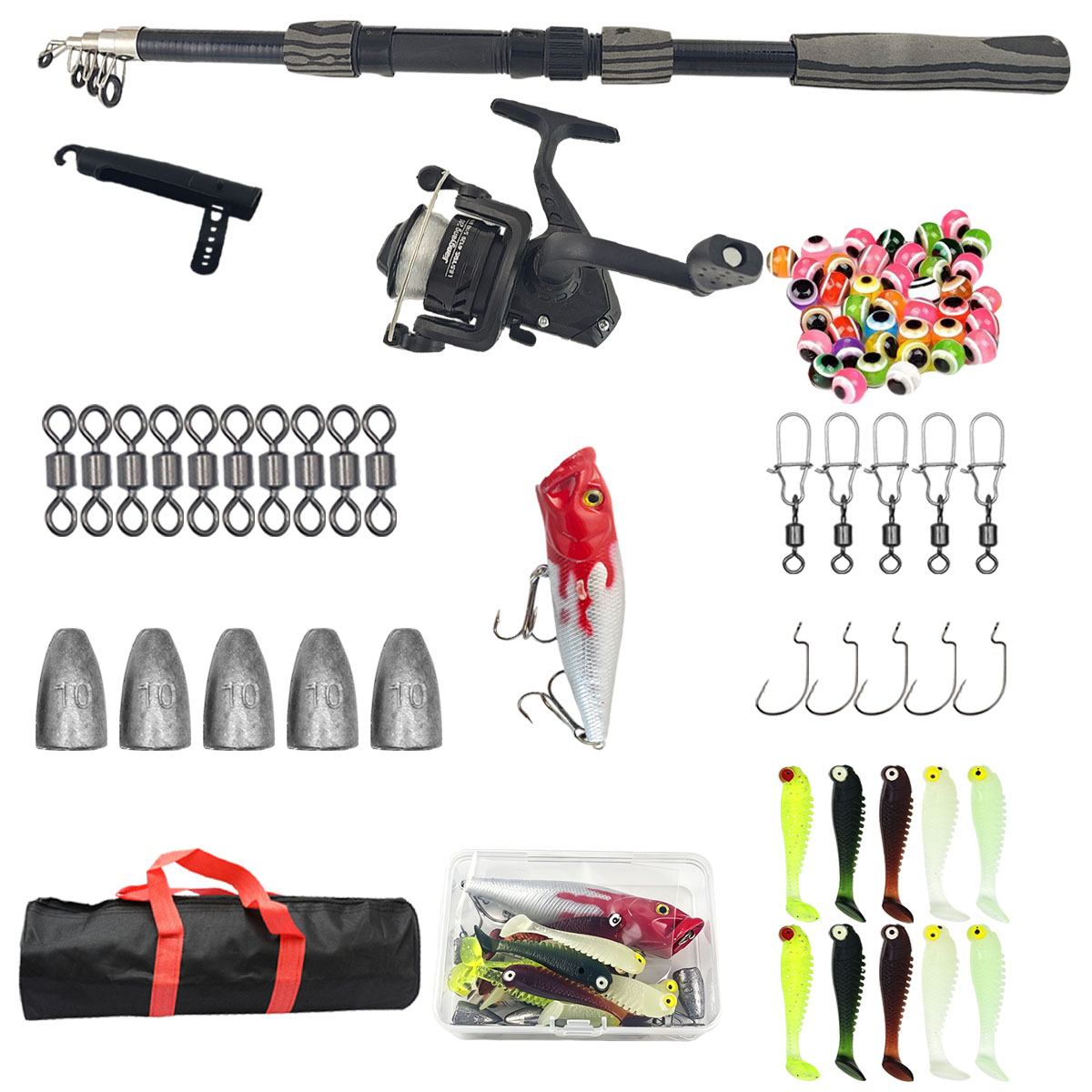 Fishing Lure Spinner - Kit de canne à pêche télescopique
