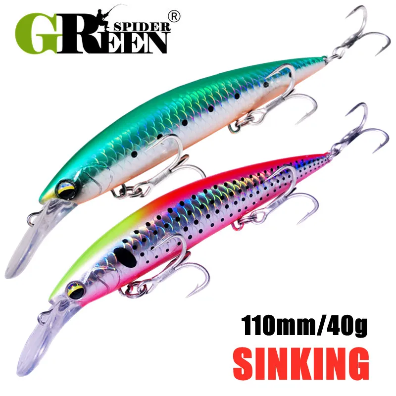 Fishing Lure Jerkbait - GREENSPIDER poids lourd vairon 110mm coulant